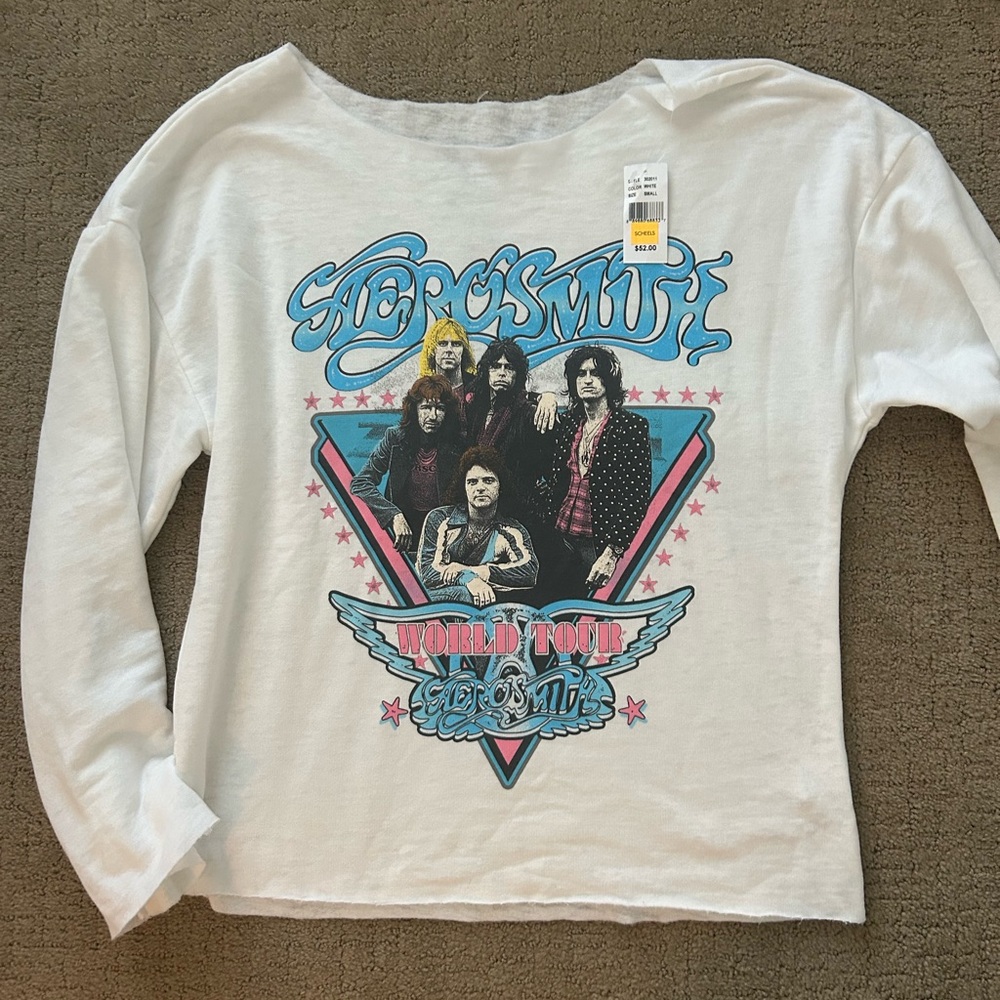 Recycled Karma Aerosmith World Tour Bell Sleeve T-Shirt Crewneck Sweatshirt NWT
